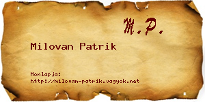 Milovan Patrik névjegykártya